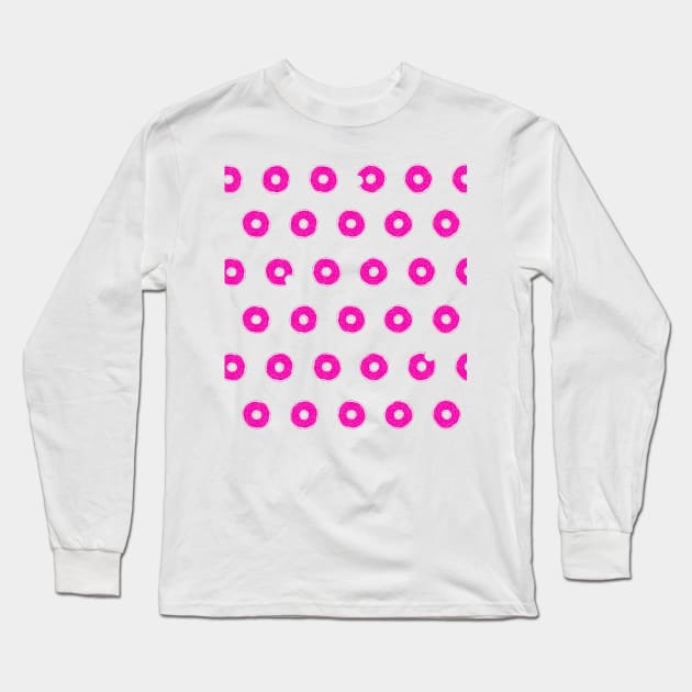 Pink Donut Pattern Long Sleeve T-Shirt by HHT